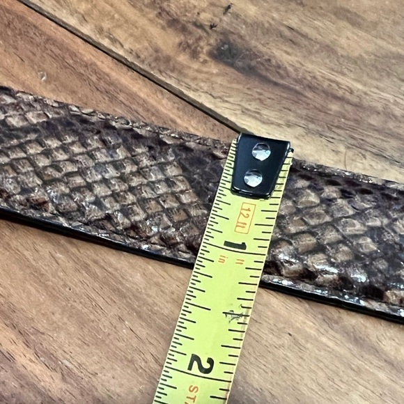 Genuine Leather Snakeskin Print Adjustable Thin Belt Silver Buckle